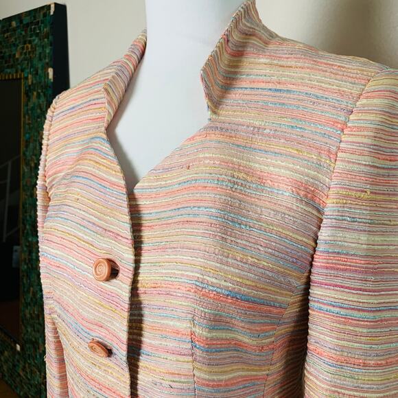 Vintage Bergamo By Ebi Size 4 2-Piece Suit Skirt w/ Blazer Jacket Tweed Striped - Picture 5 of 11